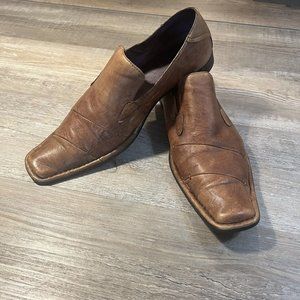 Kenneth Cole Reaction Mens Distressed Size 10.5 Scene Stealer Leather Square Toe